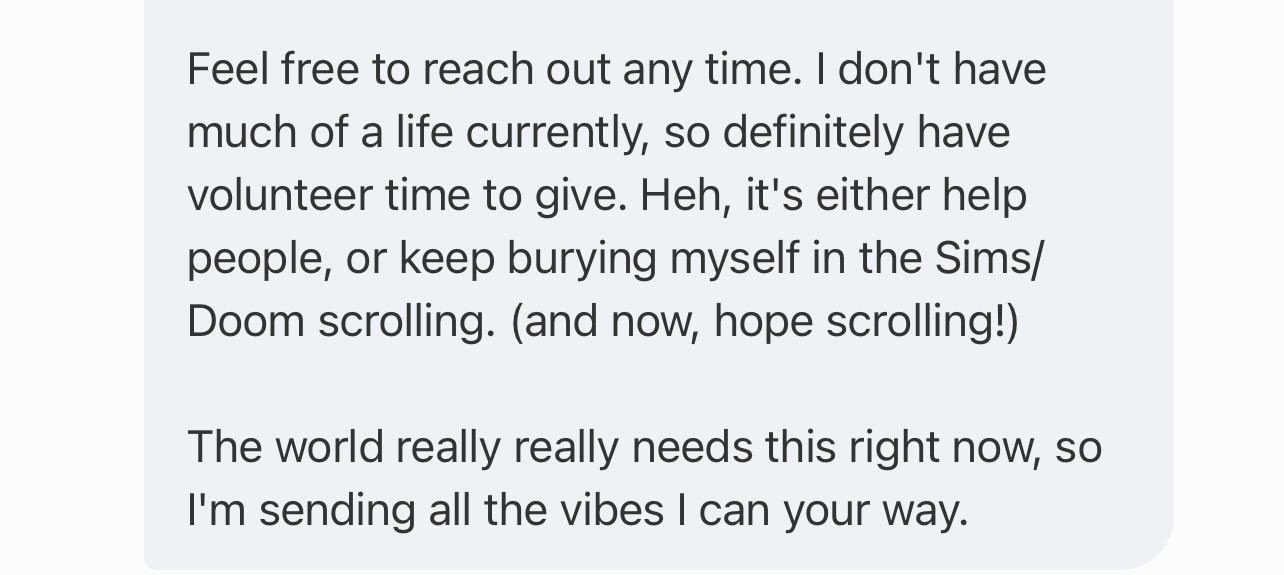 A user's message on the world needing OddsRabbit