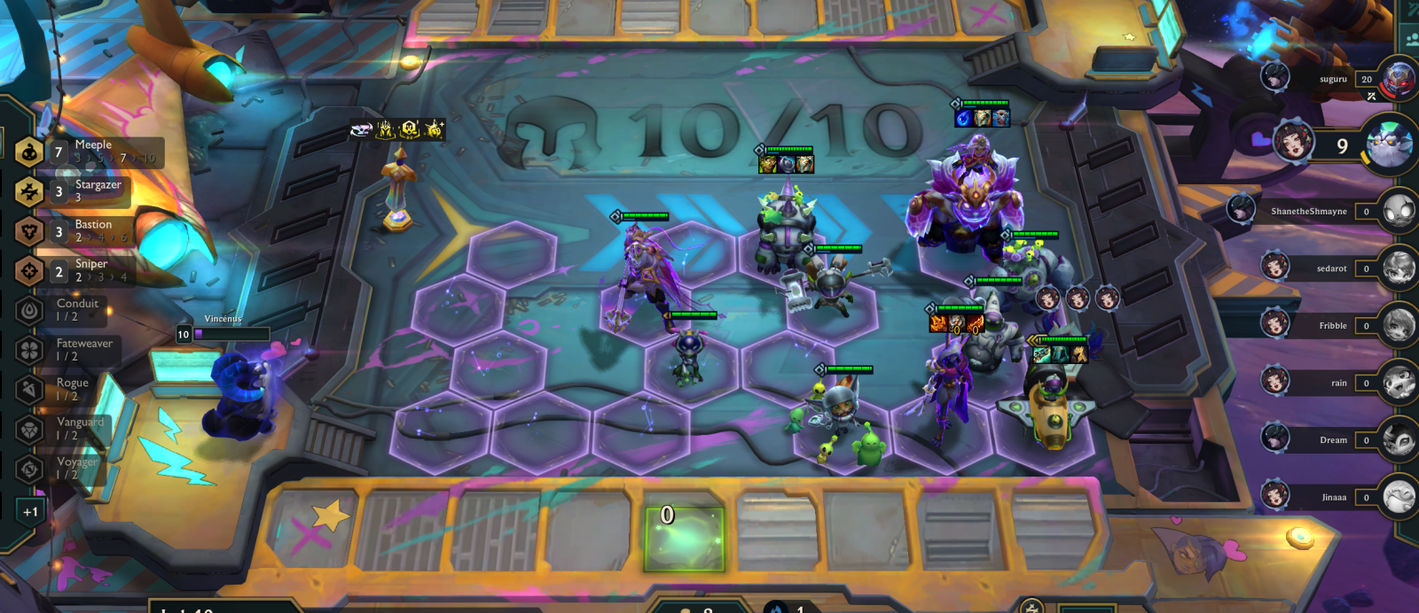which is fine.my augment gave me a 2* four-cost, and another augment gave me a 4-shop cost every round. The meeple clone square gave me one corki. He wipes the board when he casts