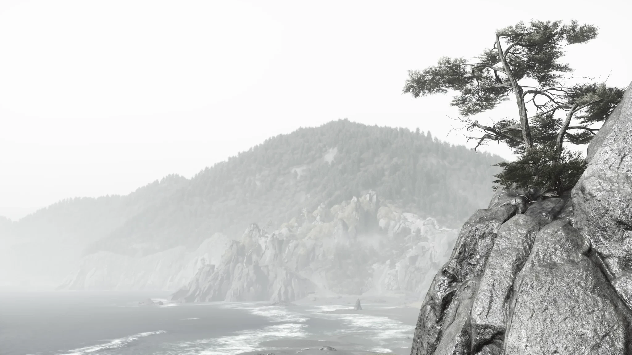 An in-game black and white screenshot from the game Ghost of Yotei.&nbsp;