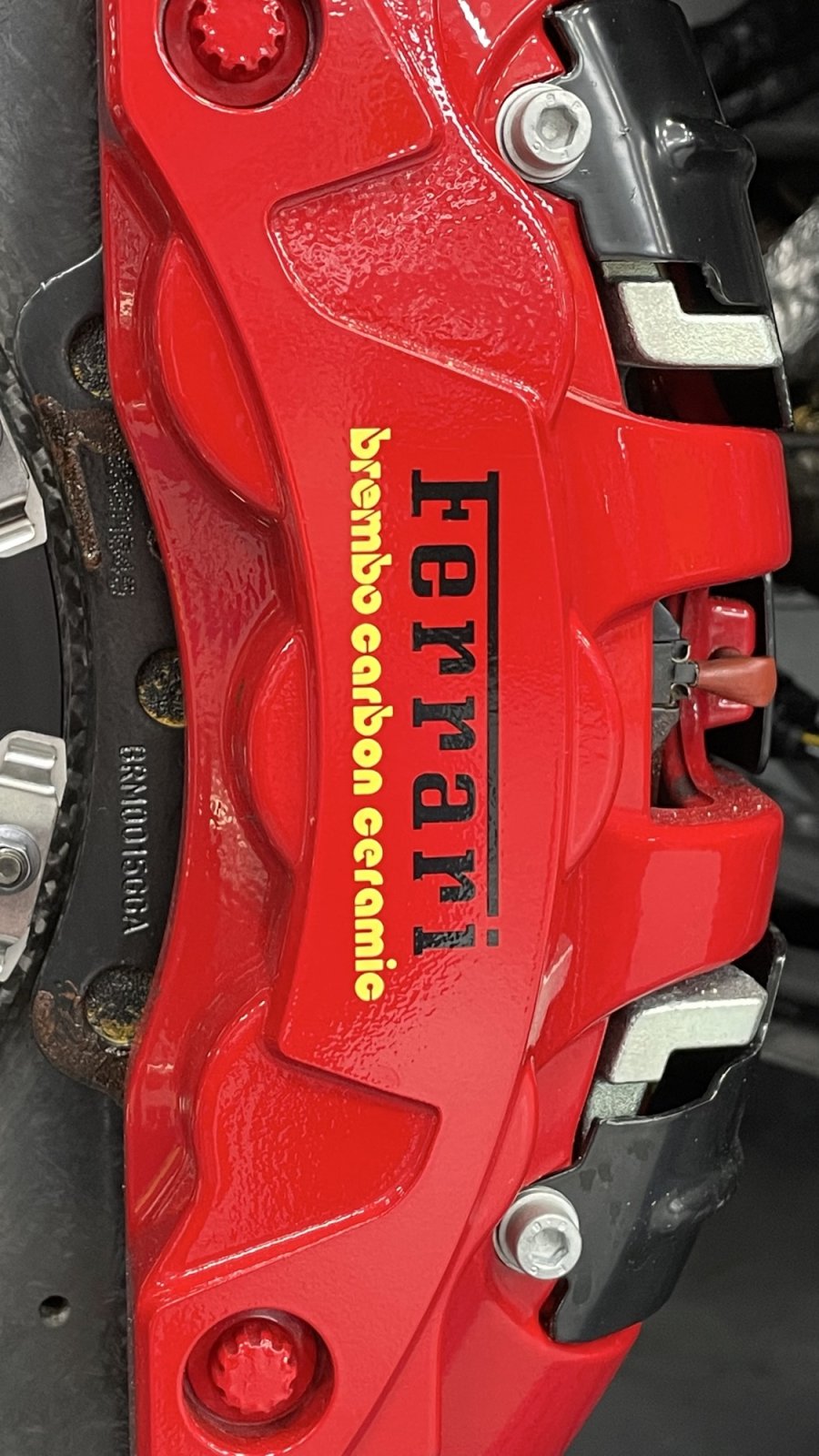 Front caliper on the F12. Larger than the wheels on the Sprite. Well, almost…