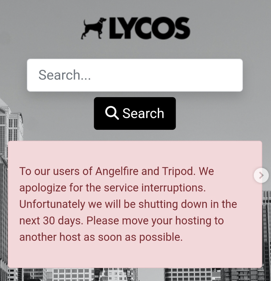 Angelfire.com shuts down