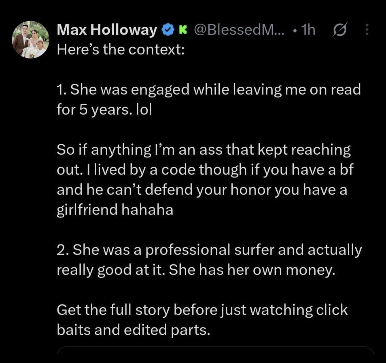 Max Holloway’s tweet