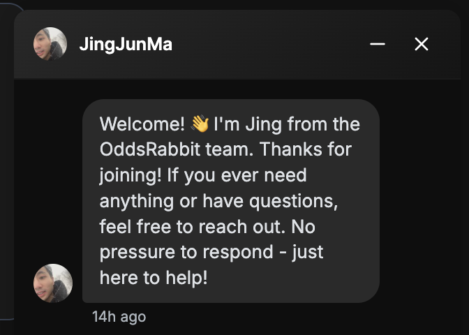 Welcome message