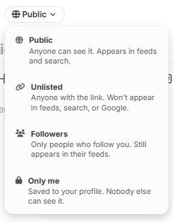 Profile post visibility settings