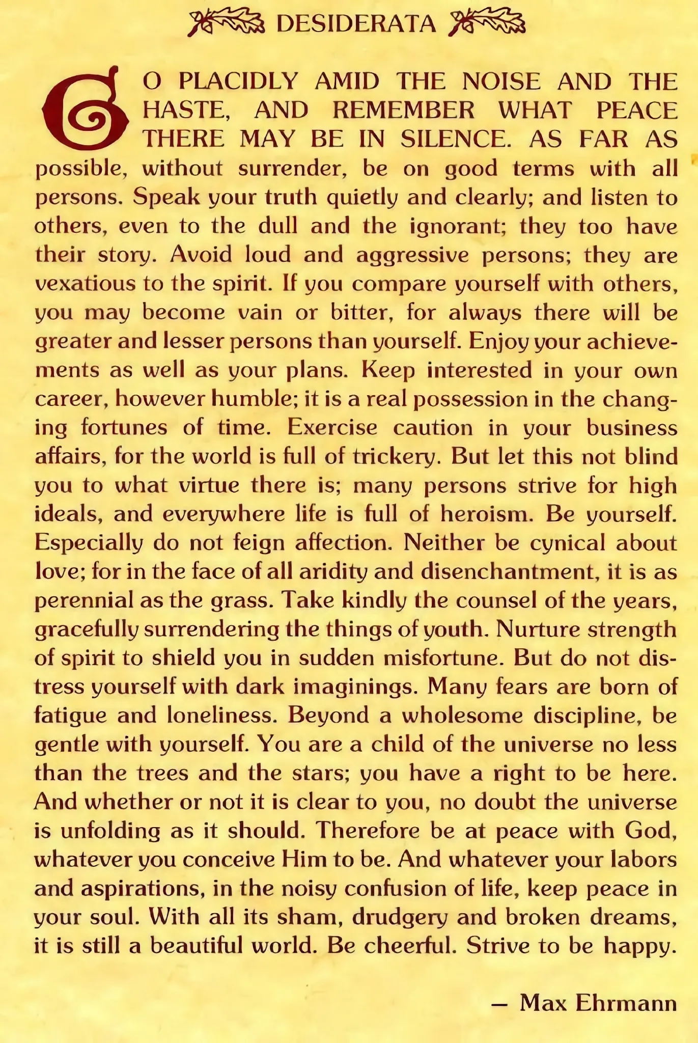 Desiderata, Max Ehrman