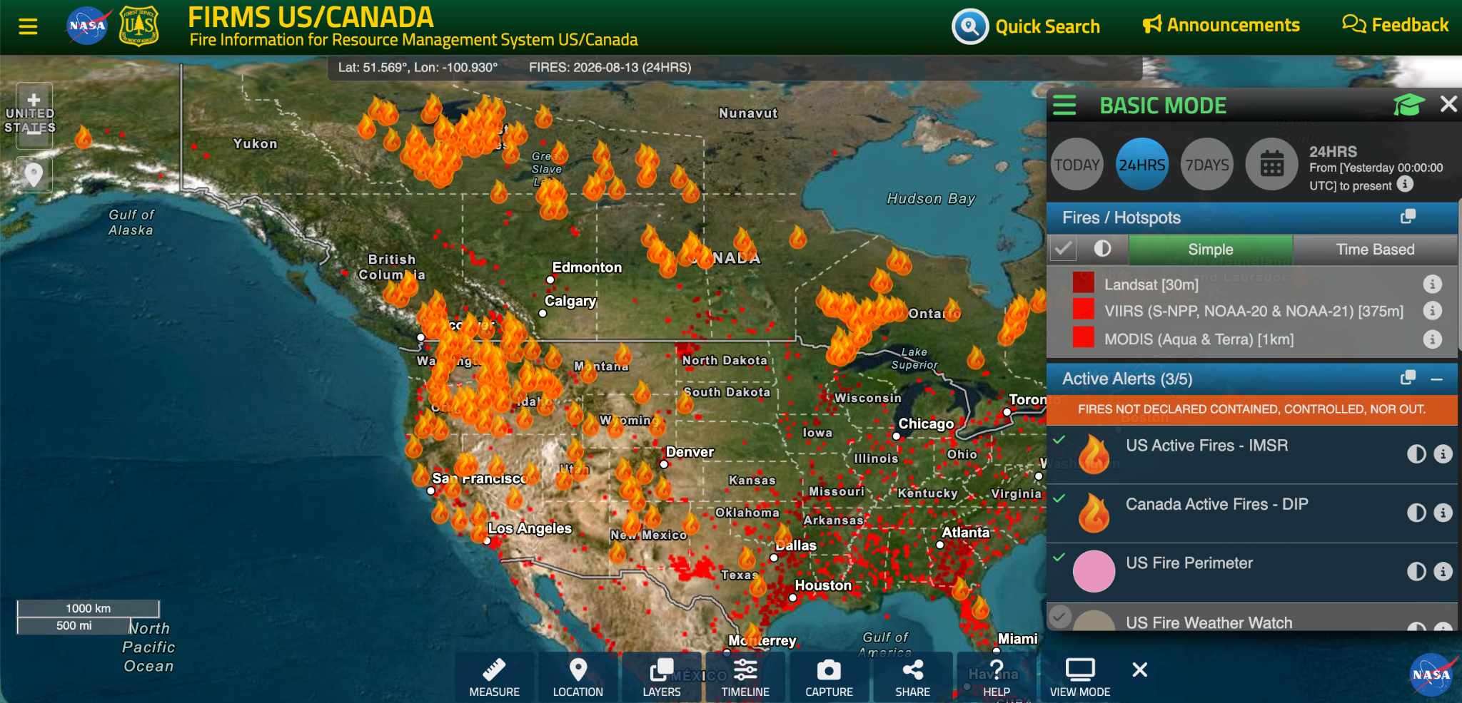 SCREEN IMAGE OF NASA WILDFIRE MAP
