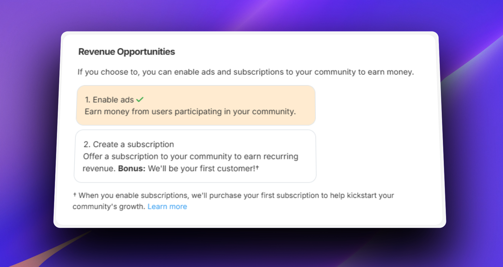 Community revenue opportunities