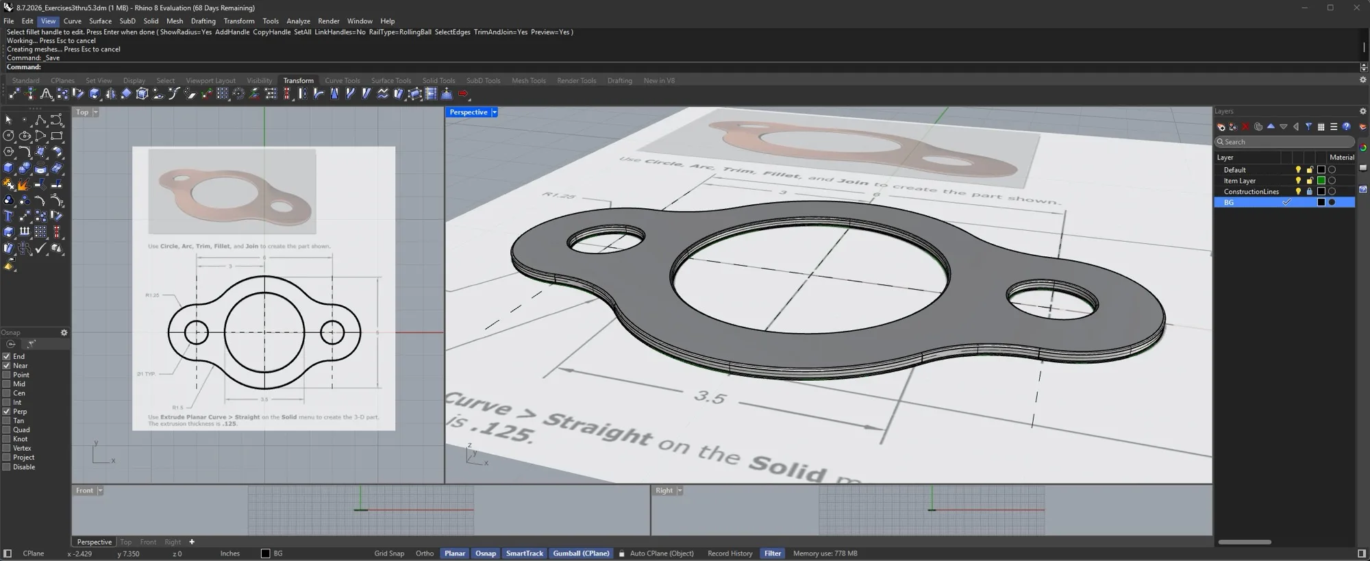 A small object created in the Rhino3D software interface.&nbsp;